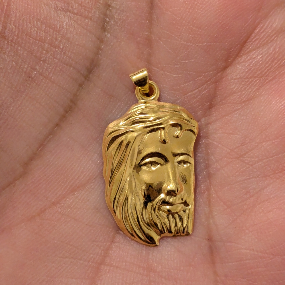Jesus pendant With rope chain Code 750 18k Saudi Gold Pawnable Real Gold 1.2grms - Picture 7 of 8